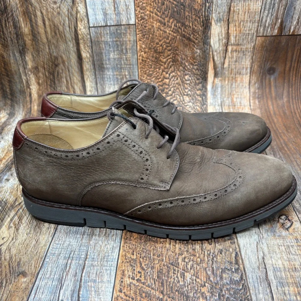 Johnston Murphy Wingtip Oxford Dress Shoes Sheepskin Lace Up Casual Tan‎ Mens 12